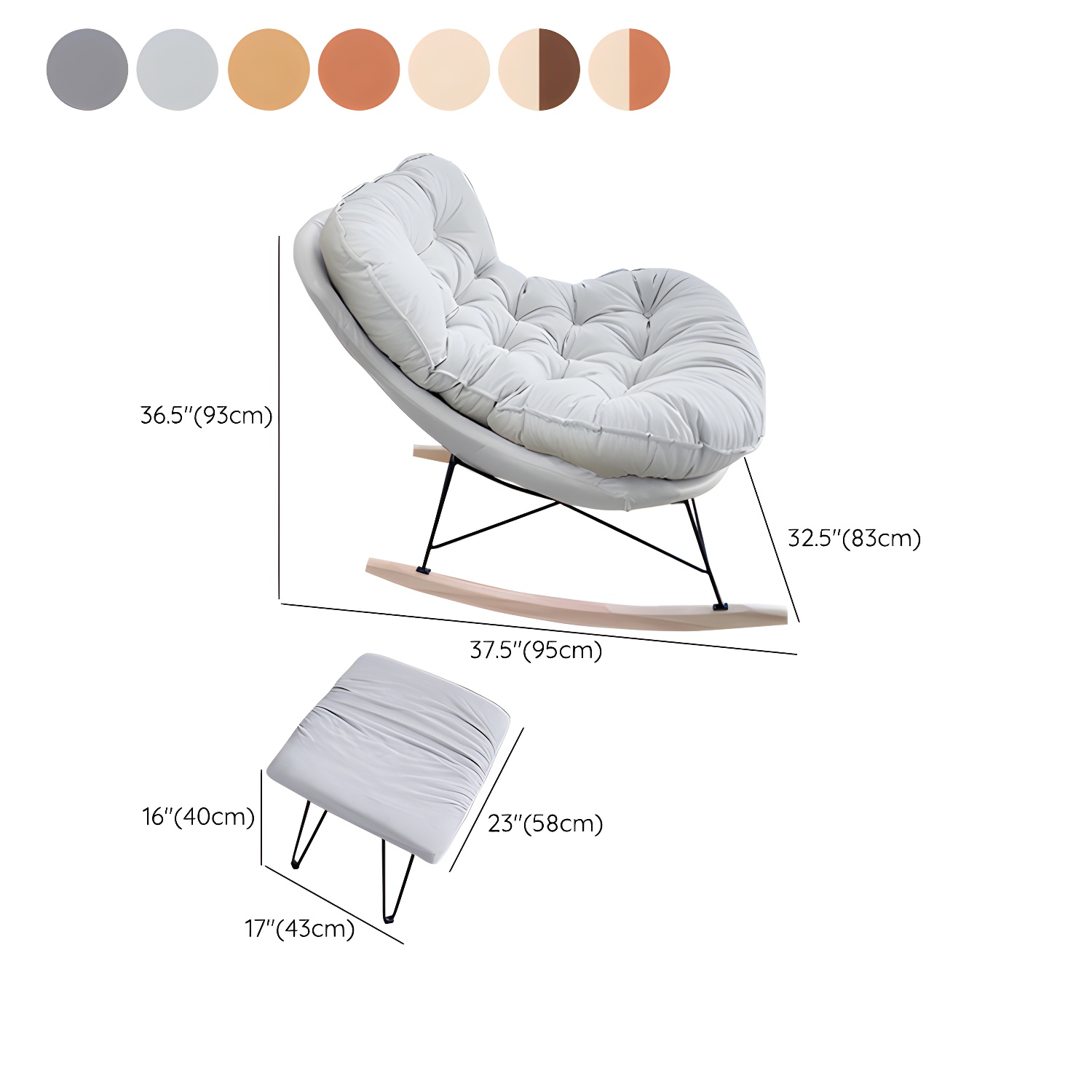 Modern Tufted Upholstered Rocking Chair with Natural Wood Legs - image 21