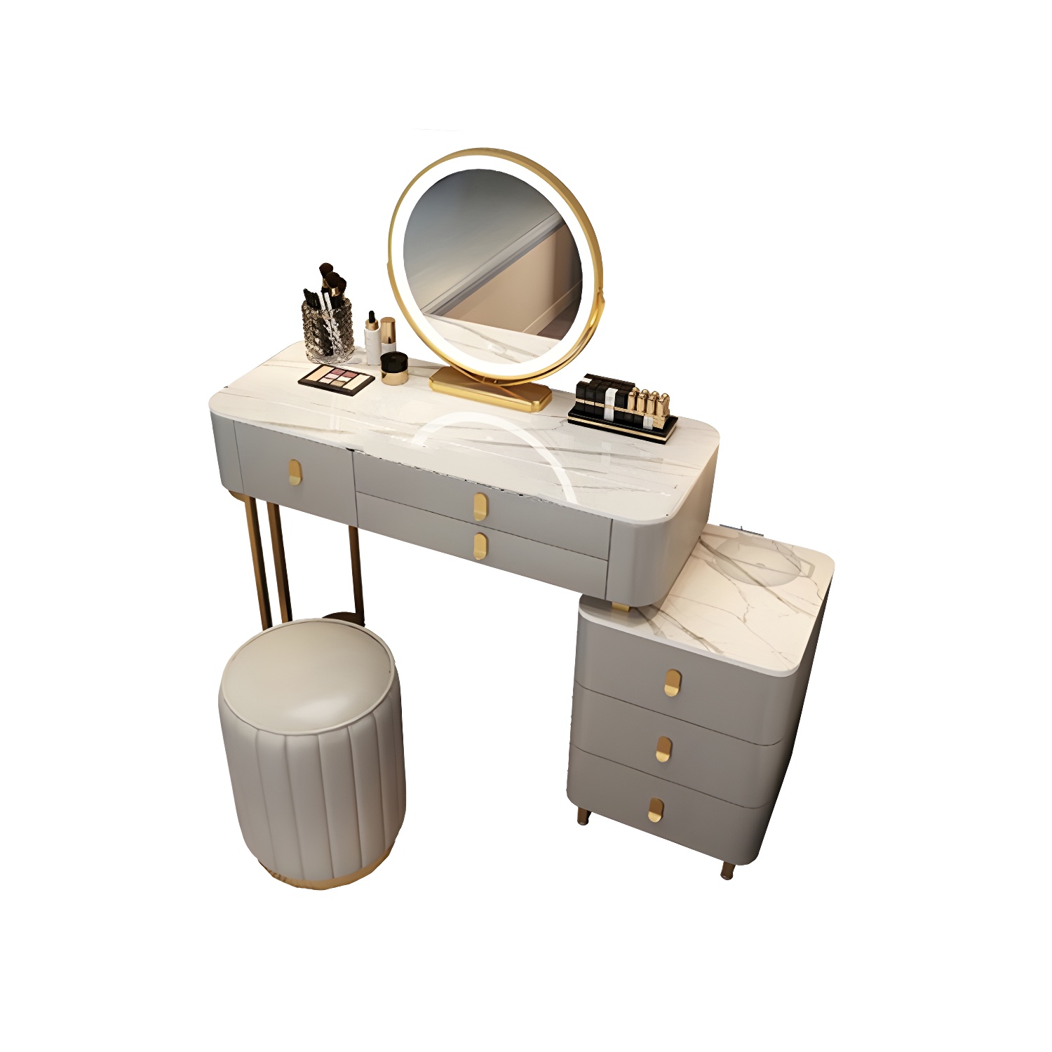 Lighted Mirror Makeup Vanity Desk Storage Box Makeup Vanity Set with Drawer - image 15
