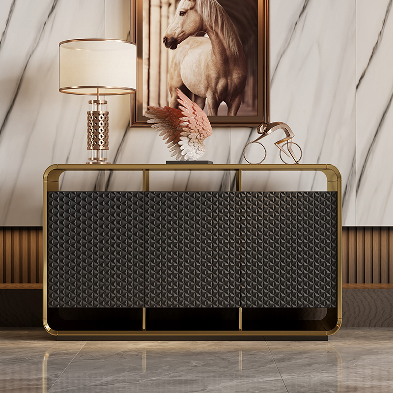 Self-supporting Metal Framed Wood Sideboard with Extreior 3 Shelves and a Counterboard in a Lavish Style - image 3