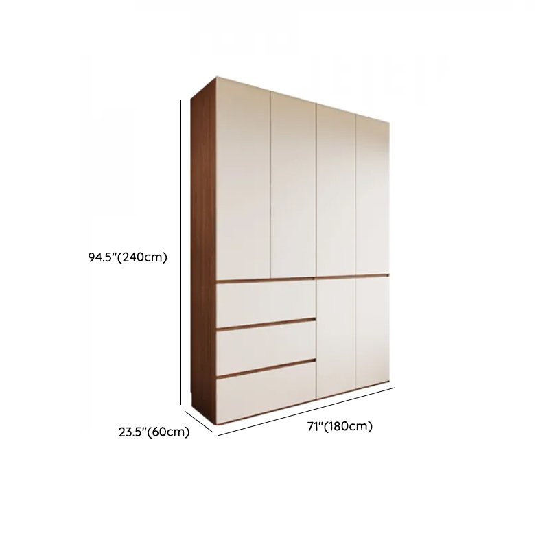 White Minimalist Manufactured Wood Independent Wardrobe Closet with Soft Close Drawer, Soft Close Door, and Interior Shelves - image 18