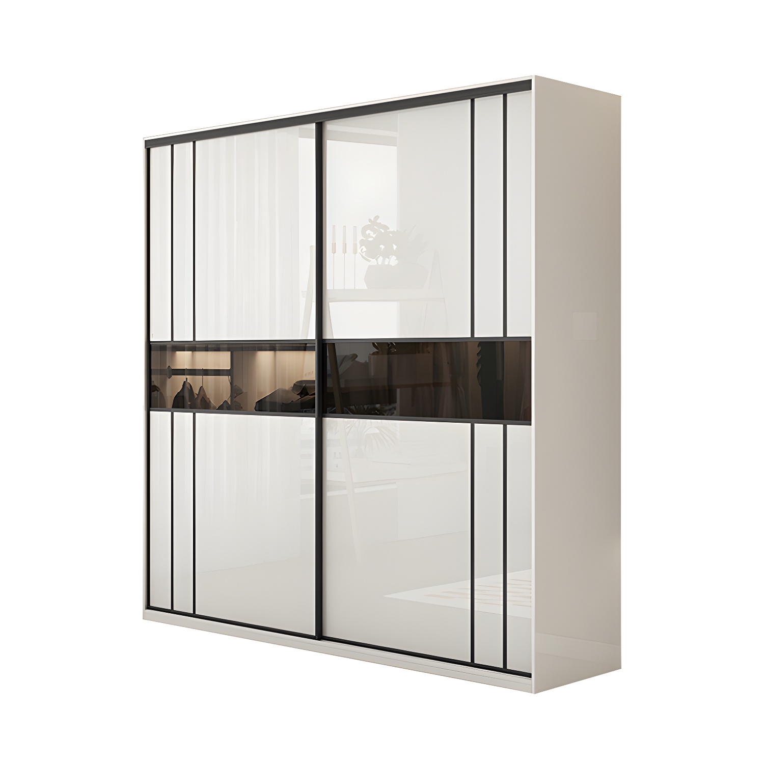 White Colour Wooden Wardrobe Cloth Rod Included Wardrobe Closet with Shelves - image 5