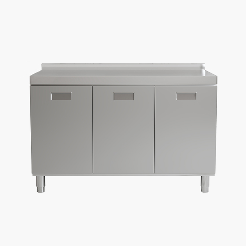 Simple Chrome Standard/Narrow Buffet Table with Alloy Countertop, 3 Doors/4 Doors/2 Doors, 4 Shelves/Three Internal Shelves/2 Shelves, and Functional Storage Cabinet