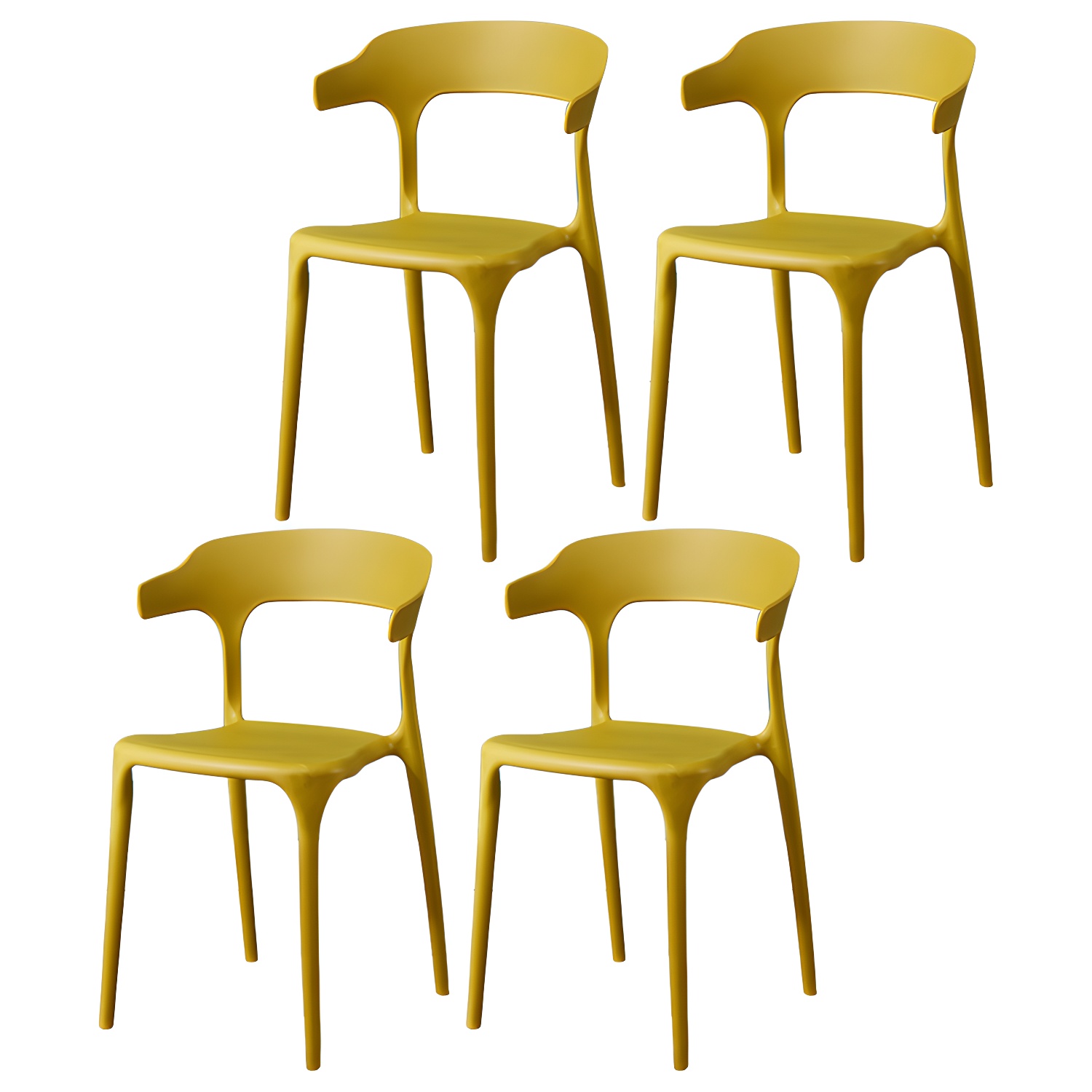 Glam Plastic Side Chair Matte Finish Open Back Dining Chair for Dinning Room - image 4