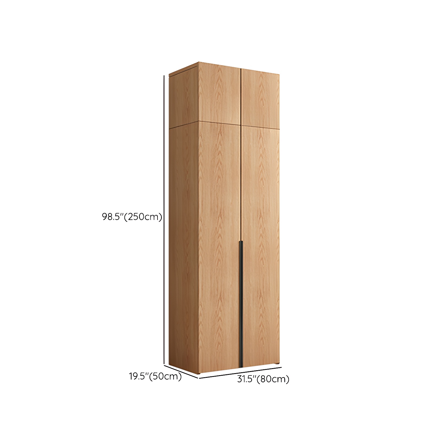 Contemporary Freestanding Natural Wardrobe Oak Solid Wood Wardrobe with Shelves - image 24