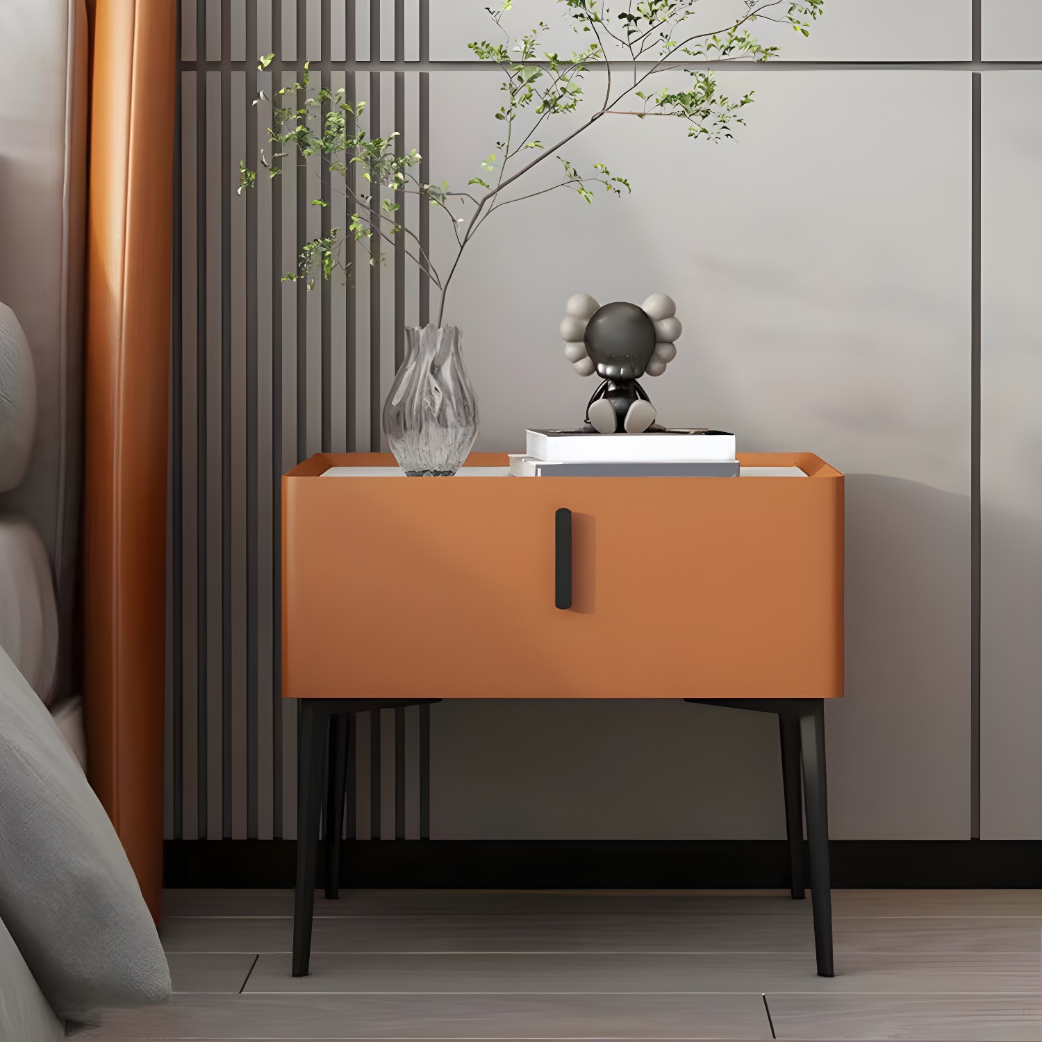 Contemporary 1 Drawer Accent Table Nightstand Antique Finish Bed Nightstand - image 6