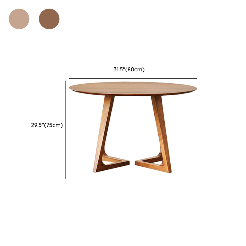 Minimalist Coffee Wood/Neutral Wood Tone Sleighing Dining Table Set with Round Solid Wood Table and Upholstered Chairs - image 9