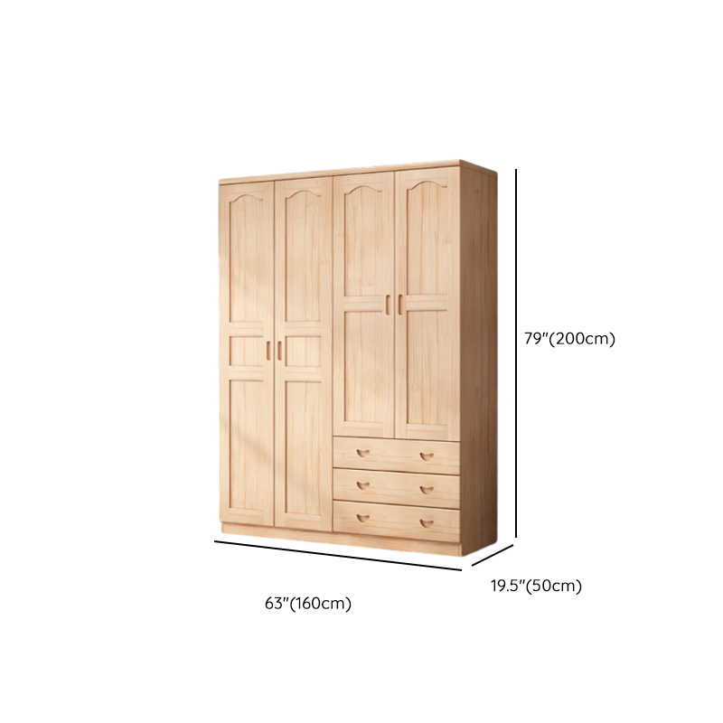 Modish Natural Color Reclaimed Wood Wardrobe Armoire with Soft Close Drawer, Soft Close Door - image 12