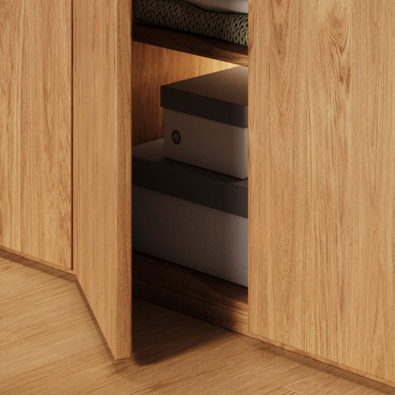 Wood Grain Minimalist Laminate Wardrobe Closet with Soft Close Drawer, Soft Close Door, Interior Shelves, and Clothing Rod - image 11