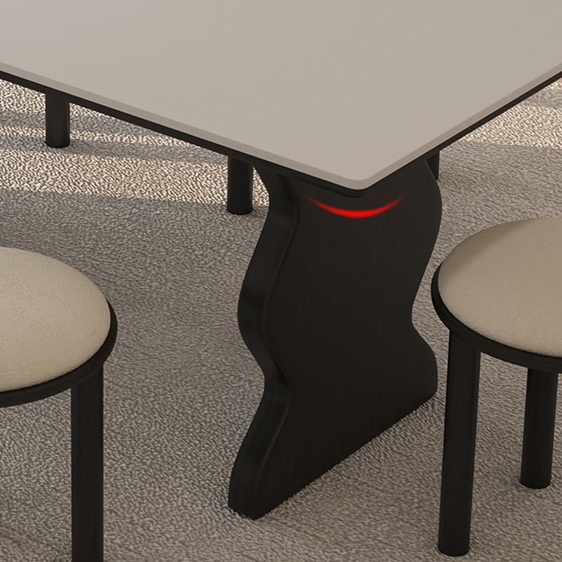 Dining Table Set with Rectangular Shape, Two-sided Pedestal, Fixed Table, Padded Chair with Back, 5-piece in White - image 5