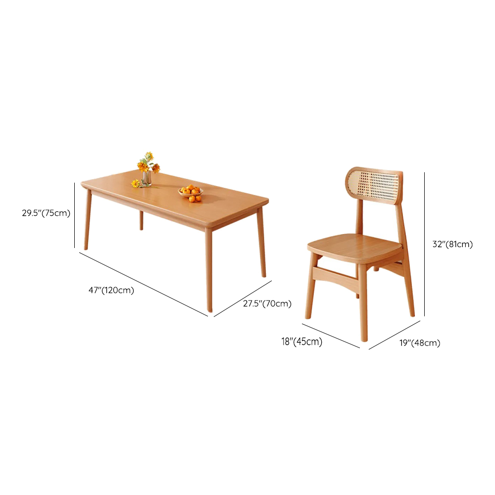 Trendy Rectangular Rubberwood Dining Table Set with Four Legs, 5 Piece Set, Unfinished Color - image 11