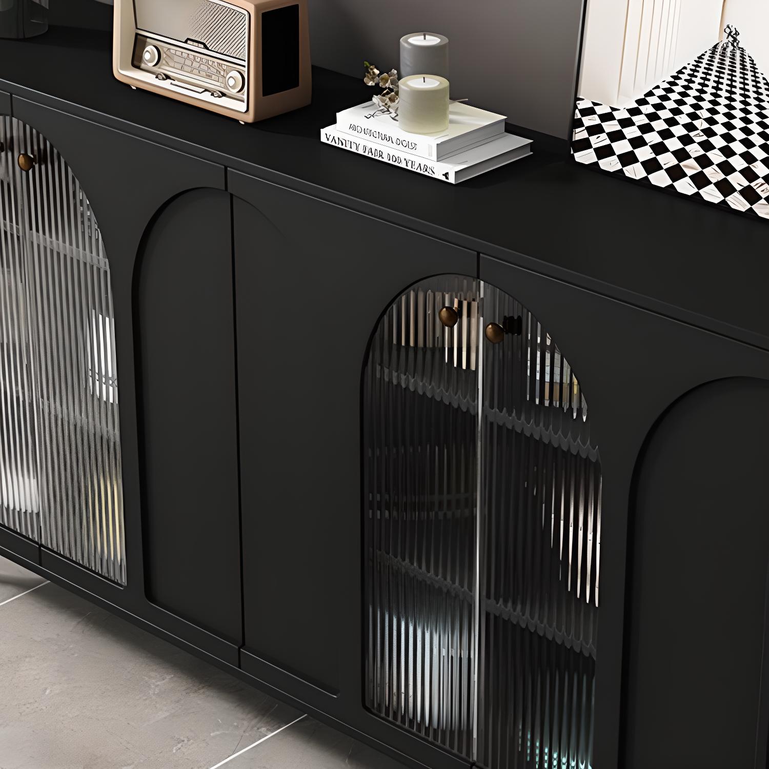 Wooden Modern Glass Door Kitchen Sideboard with Adjustable Shelving - image 10