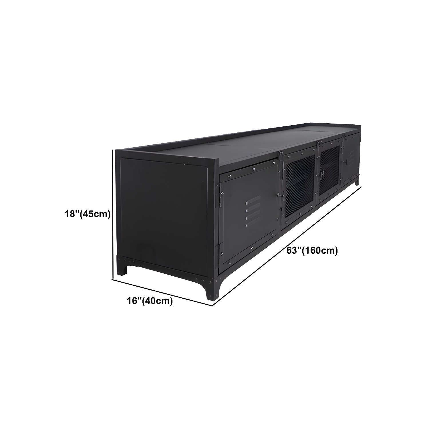 Industrial Style Metal TV Stand Black Colour Enclosed Storage TV Console with Cabinet - image 12