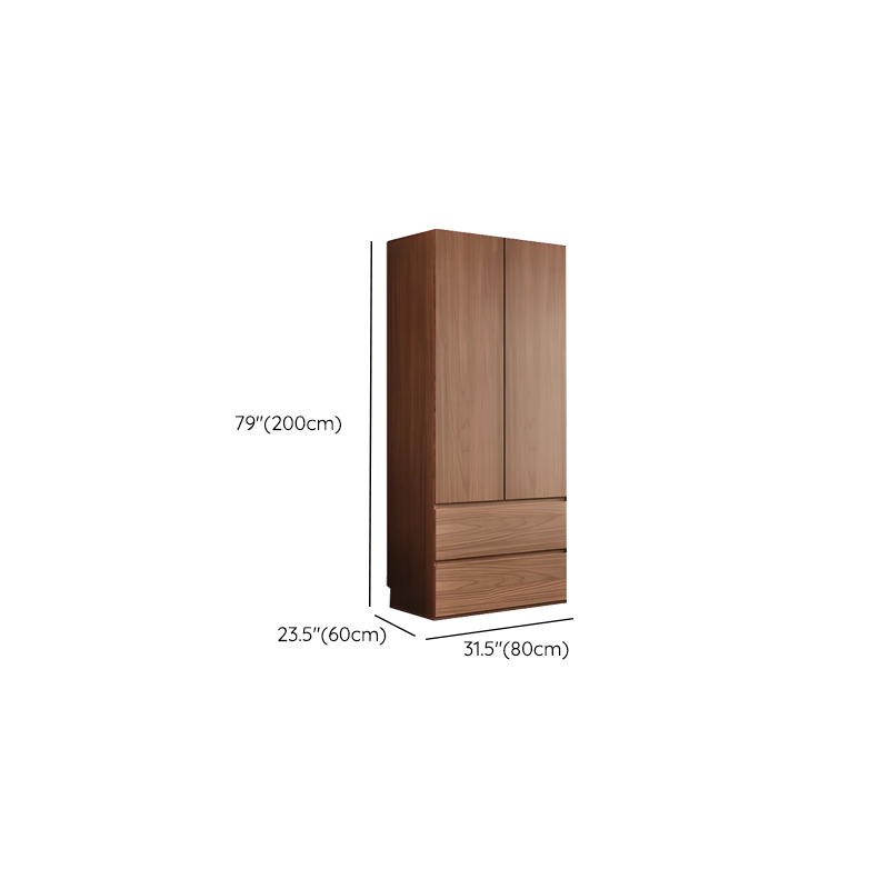 Cocoa Minimalist Natural Wood Wardrobe Closet with Soft Close Drawer, Soft Close Door, Interior Shelves, and Clothing Rod - image 13