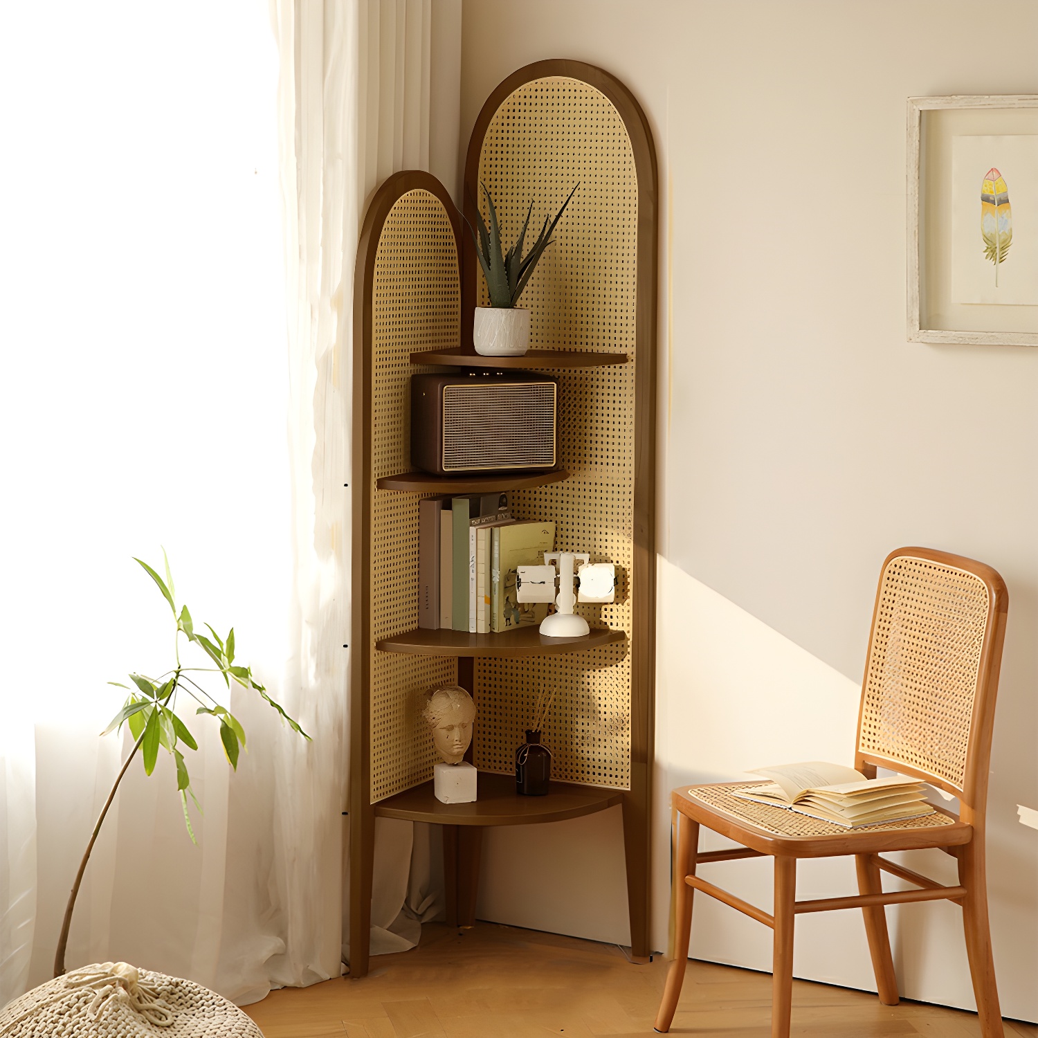 Corner Scandinavian with Wood Counter Top and Rubberwood Legs, 4 Shelves & Straight Legs - image 3
