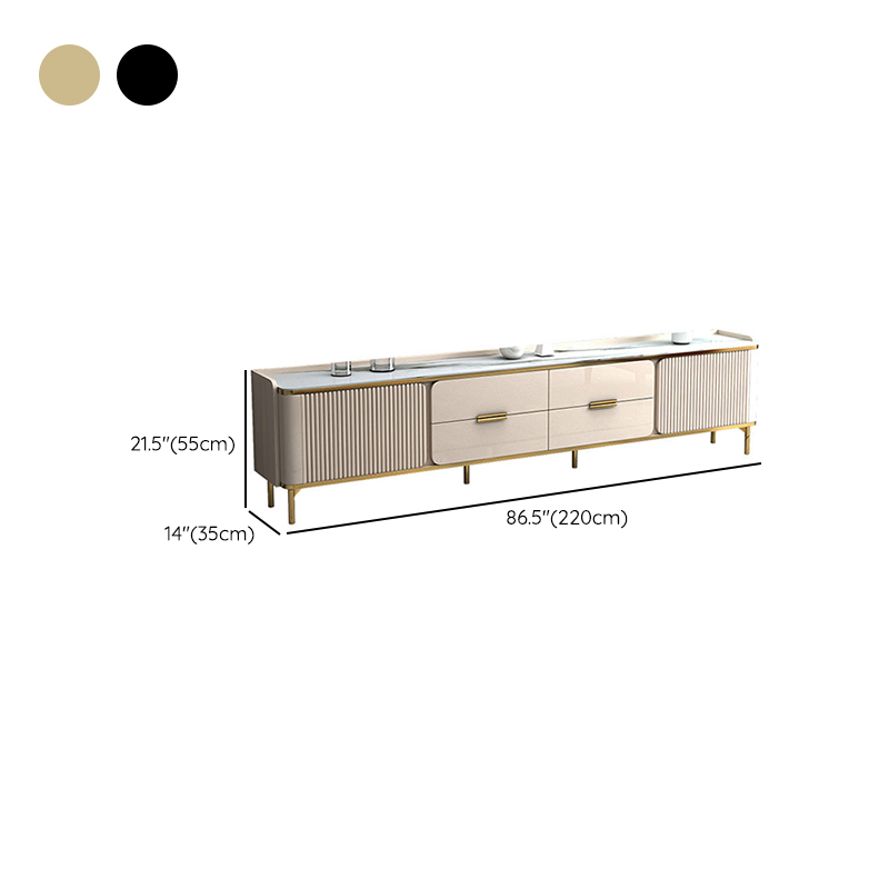 Chalk Art Deco Sintered Stone TV Stand for Sitting Room with 4/3 Drawers, 2 Cabinets, and Gate Doors - image 11