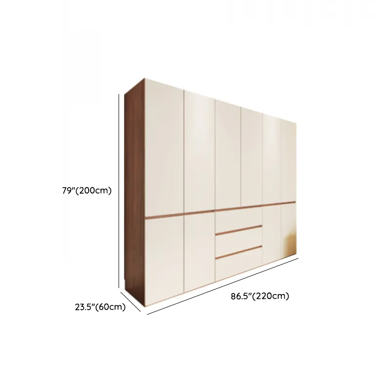 Beige Minimalist Manufactured Wood Wardrobe Closet with Soft Close Drawer, Soft Close Door, Interior Shelves, and Clothing Rod - image 15