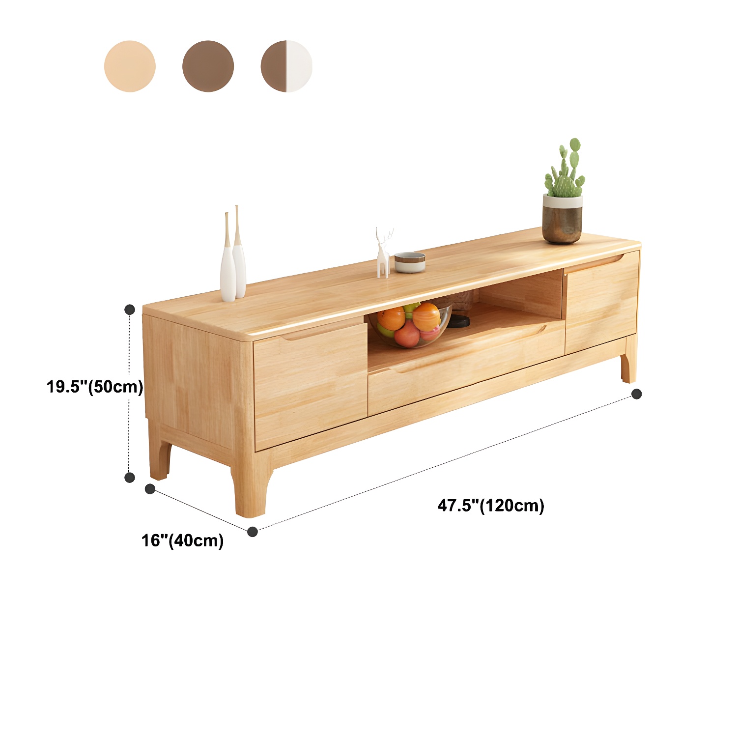 Scandinavian Open Shelf TV Console 2-Cabinet TV Stand with Soft Close Drawers - image 11
