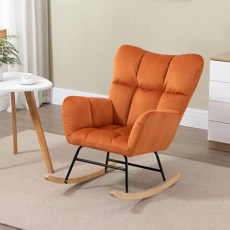 Modish Upholstered Cushioned Rocking Accent Chair 2 Piece Set with Footstool & Recessed Arm, Scratch-tolerant - image 9