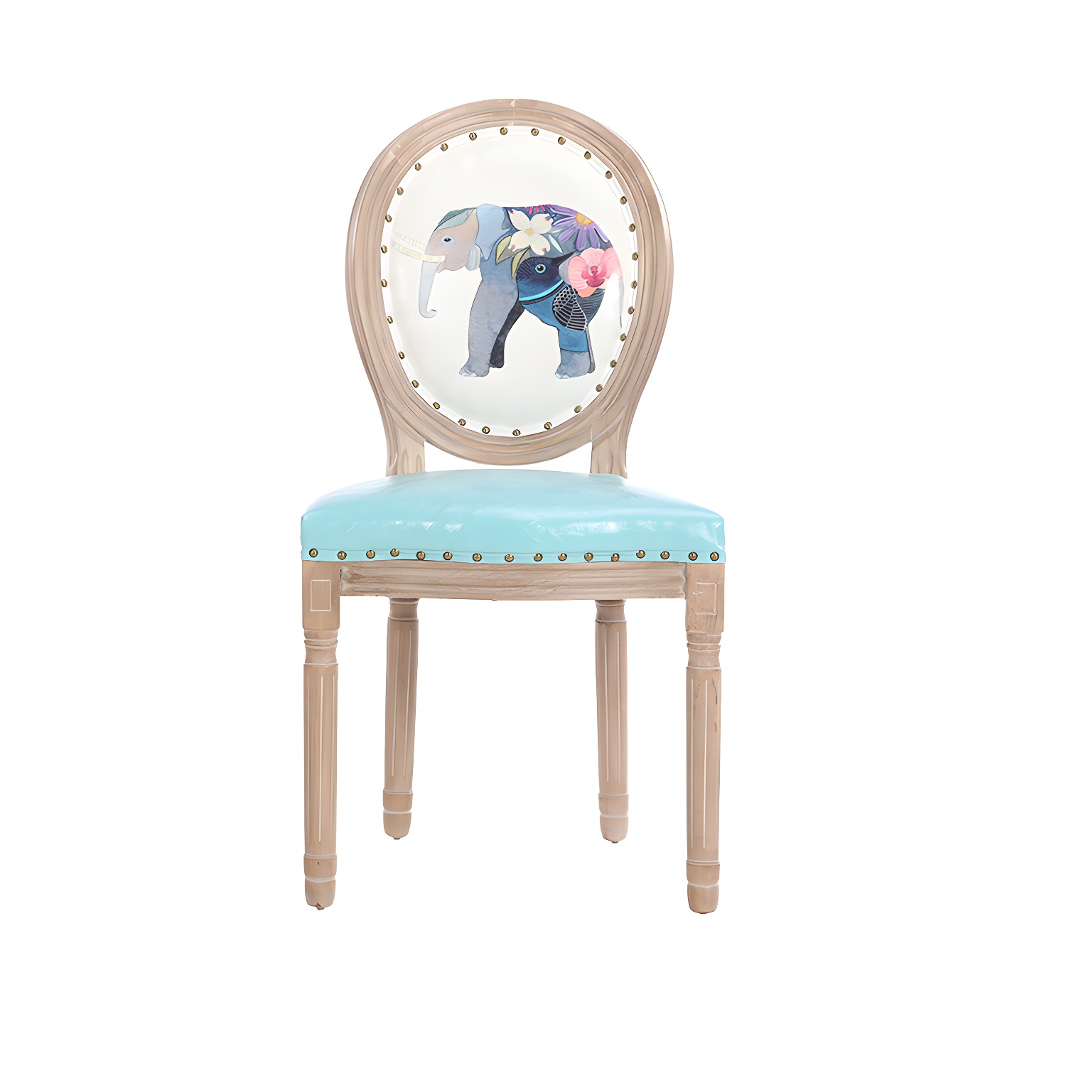 French Country Upholstered Armless Chair Home Solid Wood Dining Chair - image 3