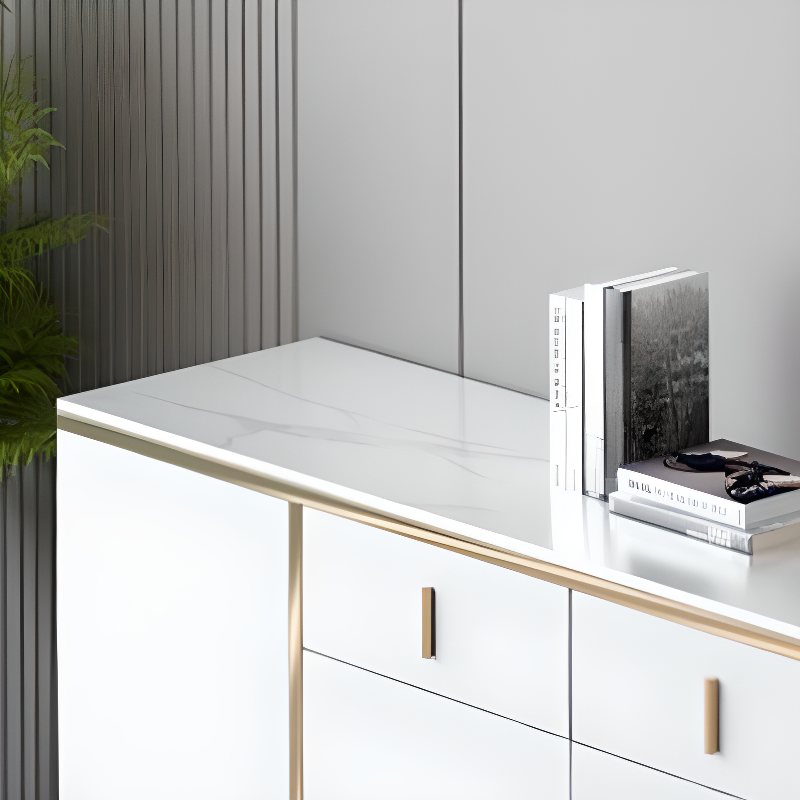 Art Deco Sideboard with 2 Drawers, Narrow/Standard Size, 3 Shelves, Sintered Stone Countertop, 4/3 Doors, Self-supporting - image 8