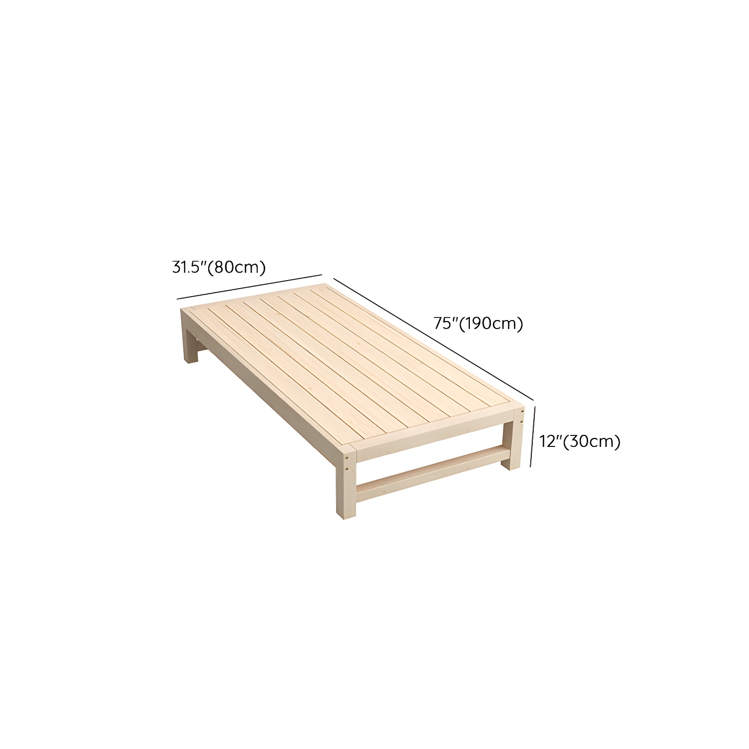Solid Wood Modern Platform Bed Natural without Headboard and Storage Space - image 13