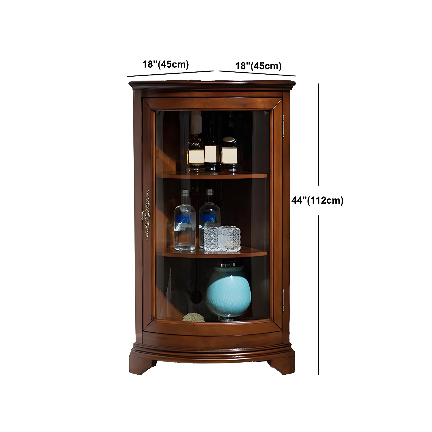 Mid-century Modern Brown Corner Cabinet, Wooden Accent Cabinet with Shelves - image 17