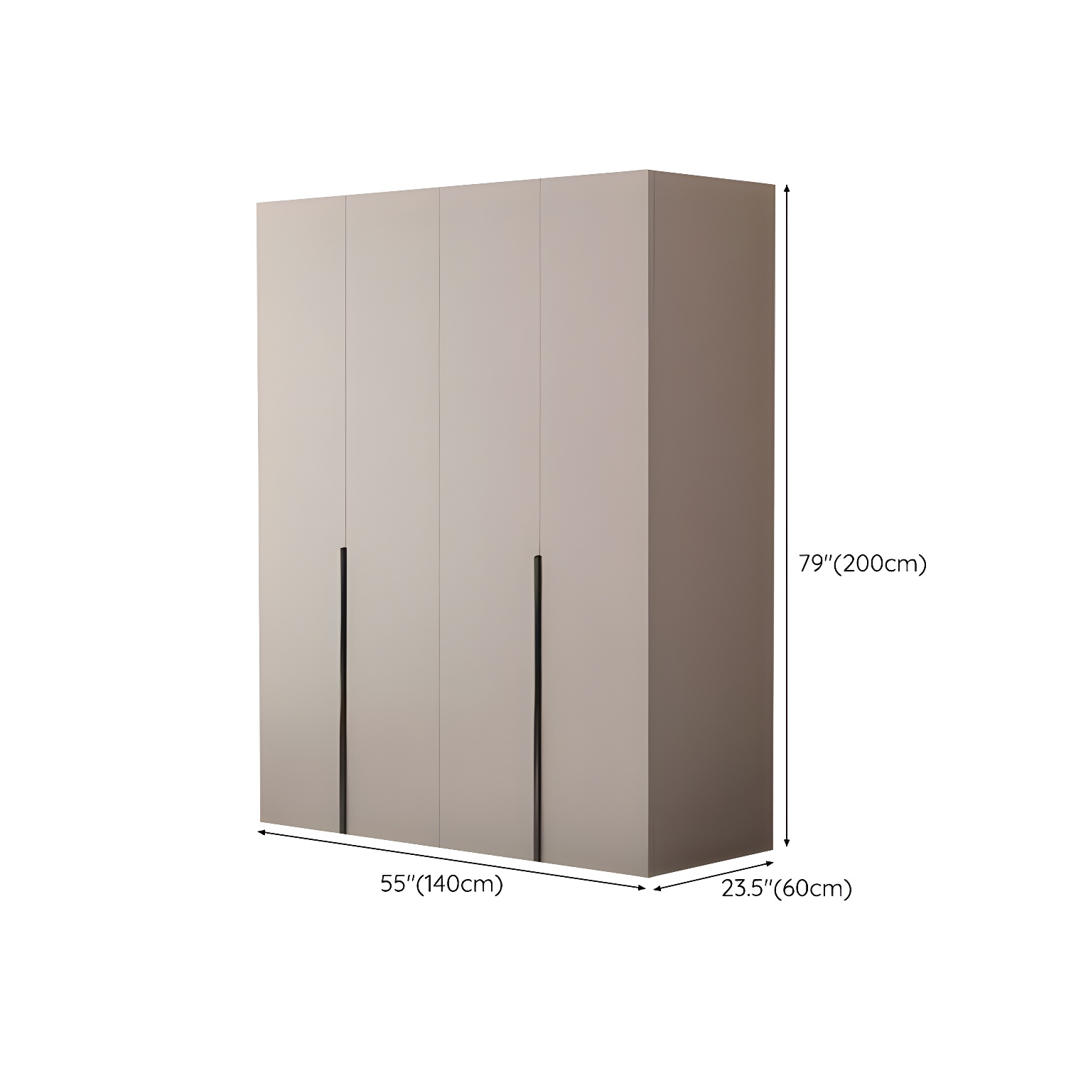 Modern Grey Wardrobe Armoire with Clothing Rod & Adjustable Shelves - image 9
