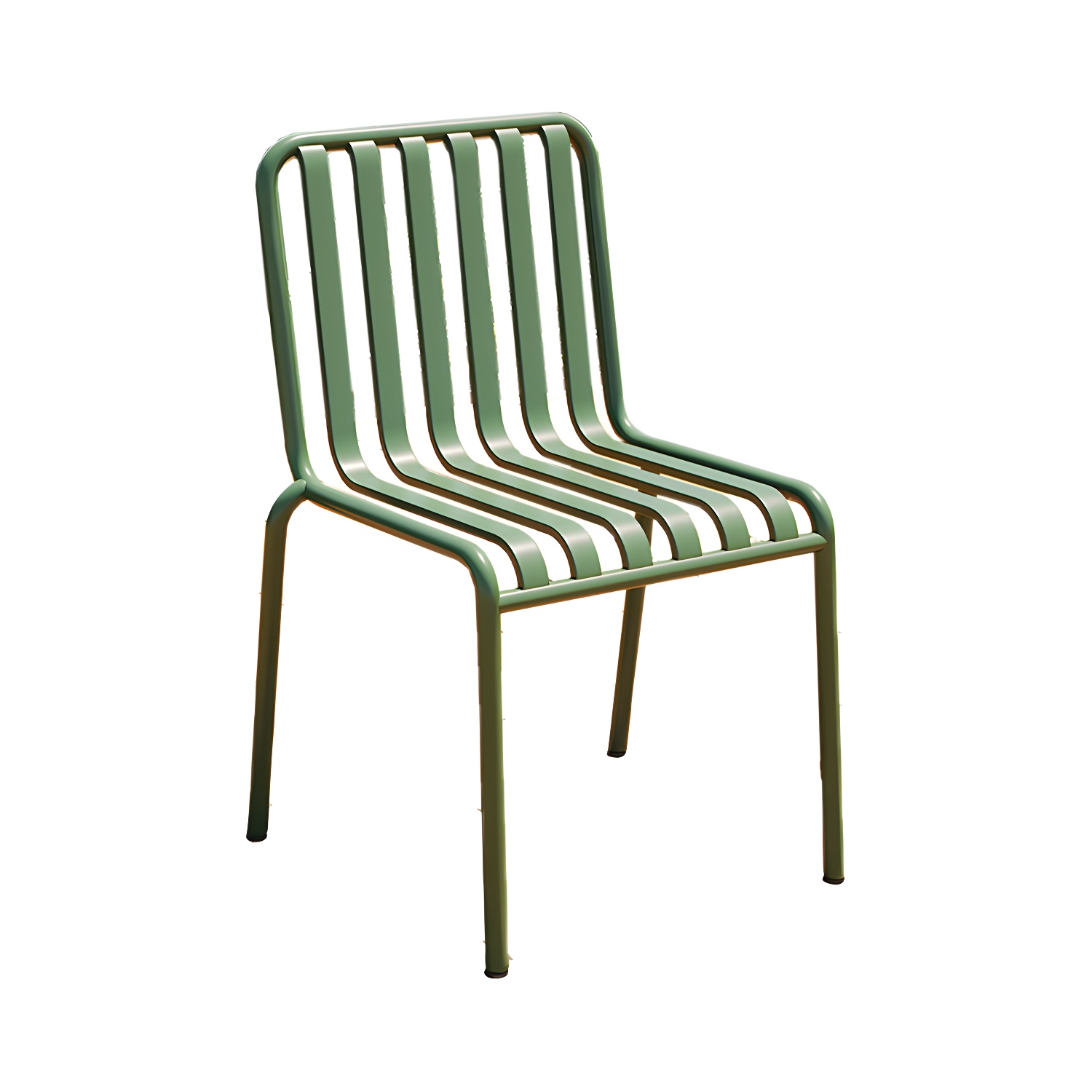 Contemporary Metal Patio Dining Side Chair Slat Back Side Chair