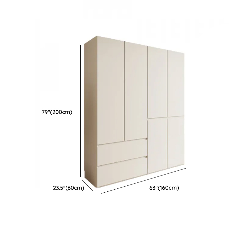White Minimalist Manufactured Wood Independent Wardrobe Closet with Soft Close Drawer, Soft Close Door, and Interior Shelves - image 8