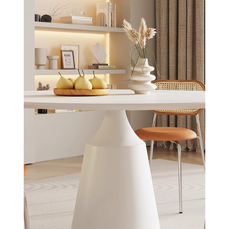 Scratch-defiant Fixed Circular Dining Table for 2 People/4 People with a Chalk/Charcoal Slate Stone Tabletop in a Contemporary Style - image 7