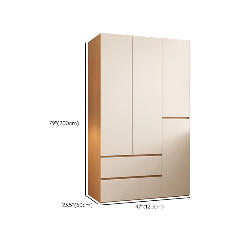 Wood Grain Minimalist Laminate Wardrobe Closet with Soft Close Drawer, Soft Close Door, Interior Shelves, and Clothing Rod - image 5