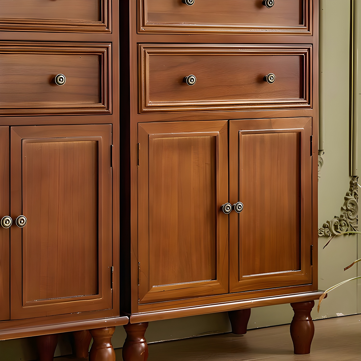 Mid-Century Modern Rectangular Wood Accent Cabinet with 1 Cabinet and Drawers - image 17