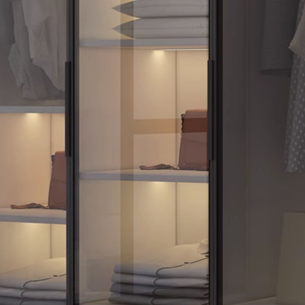 Trendy Vitreous Unfixed Wardrobe Armoire with Soft Close Door, Interior Shelves, Clothing Rod, and Articulated Mechanism - image 9