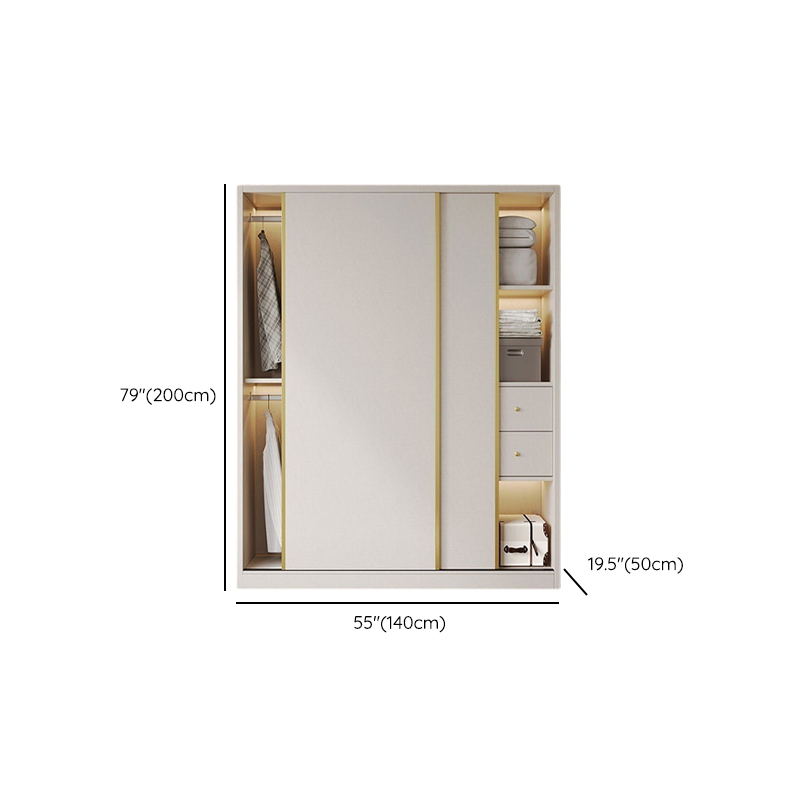 Attractive Modern White Wardrobe Armoire with Clothing Rod & Shelves - image 20