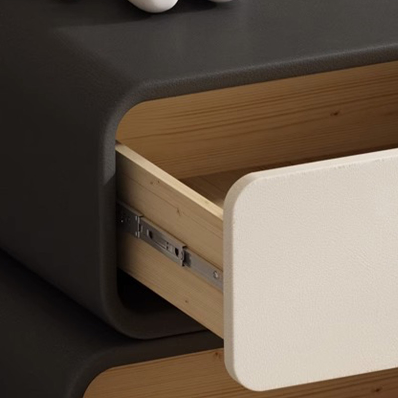 Contemporary Wood Nightstand with Drawer Storage and Faux Leather Countertop - image 9