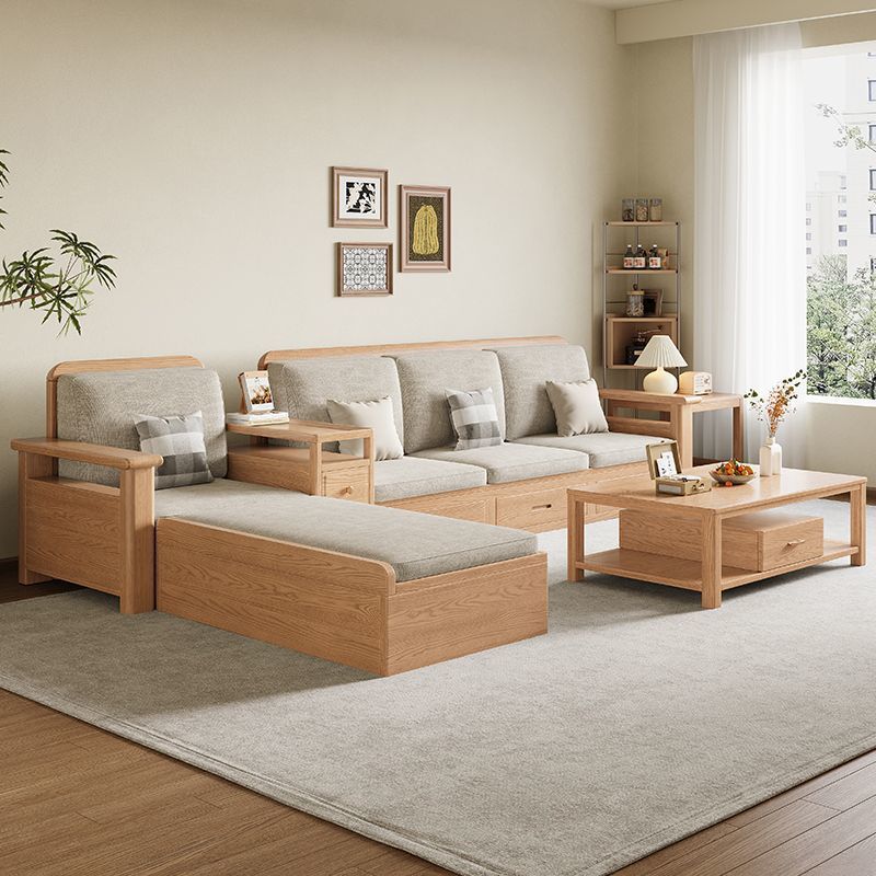 Versatile Straight/L-Shape Sofa/Sofa Recliner in Cotton for 5/Seats 2/1-seater with Drawer Storage and Horizontal/Left Orientation