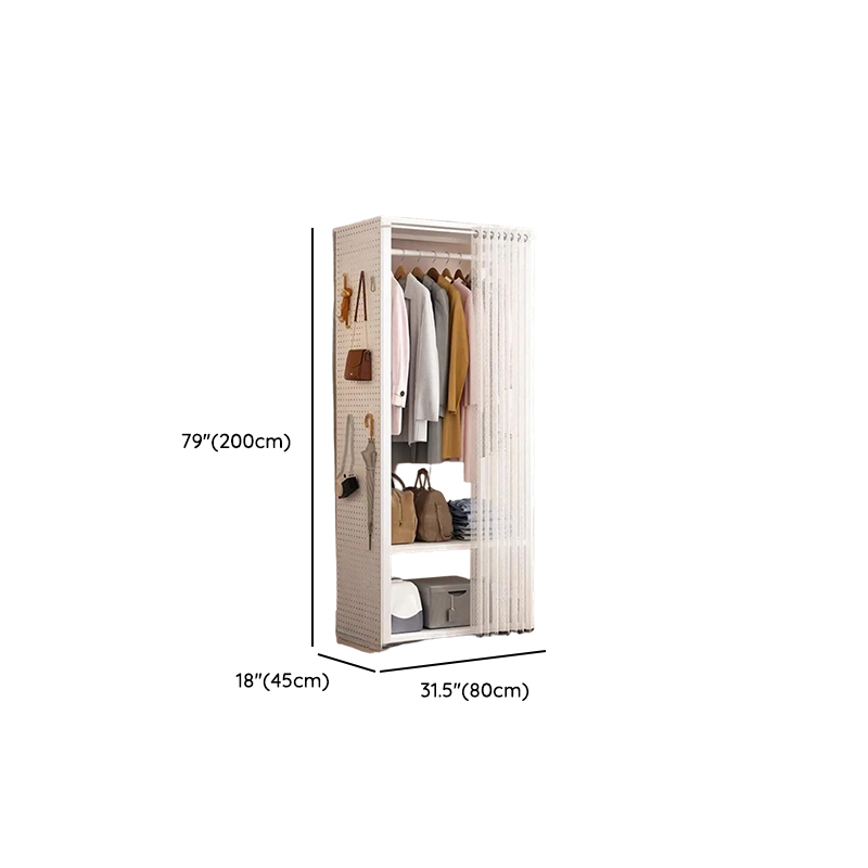 Chalk Modish Alloy Wardrobe Closet with Interior Shelves and Clothing Rod - image 10