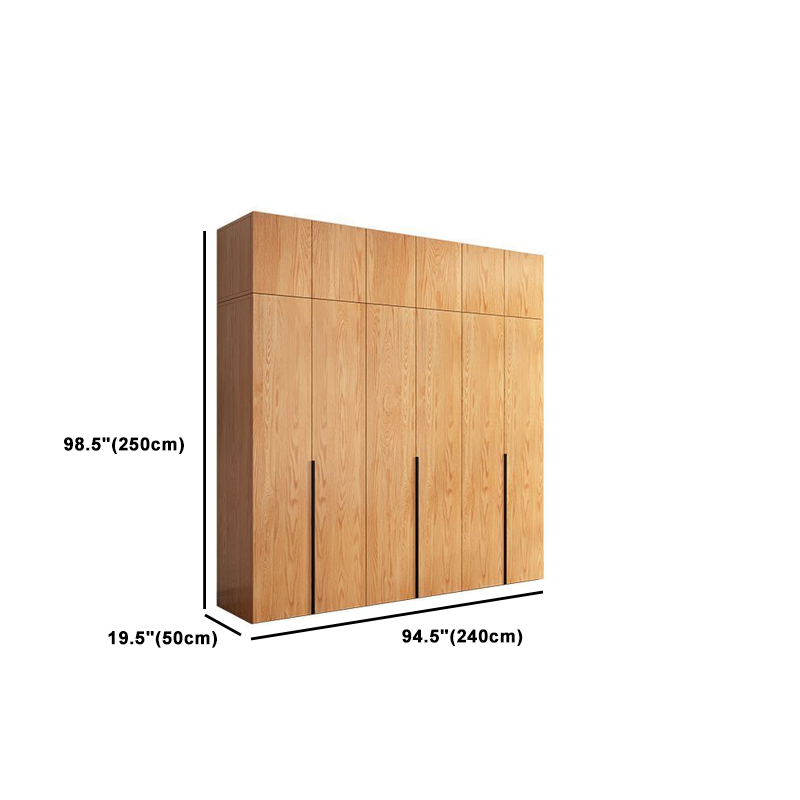 Natural Wood Freestanding Wardrobe Closet with Natural Doors - image 28
