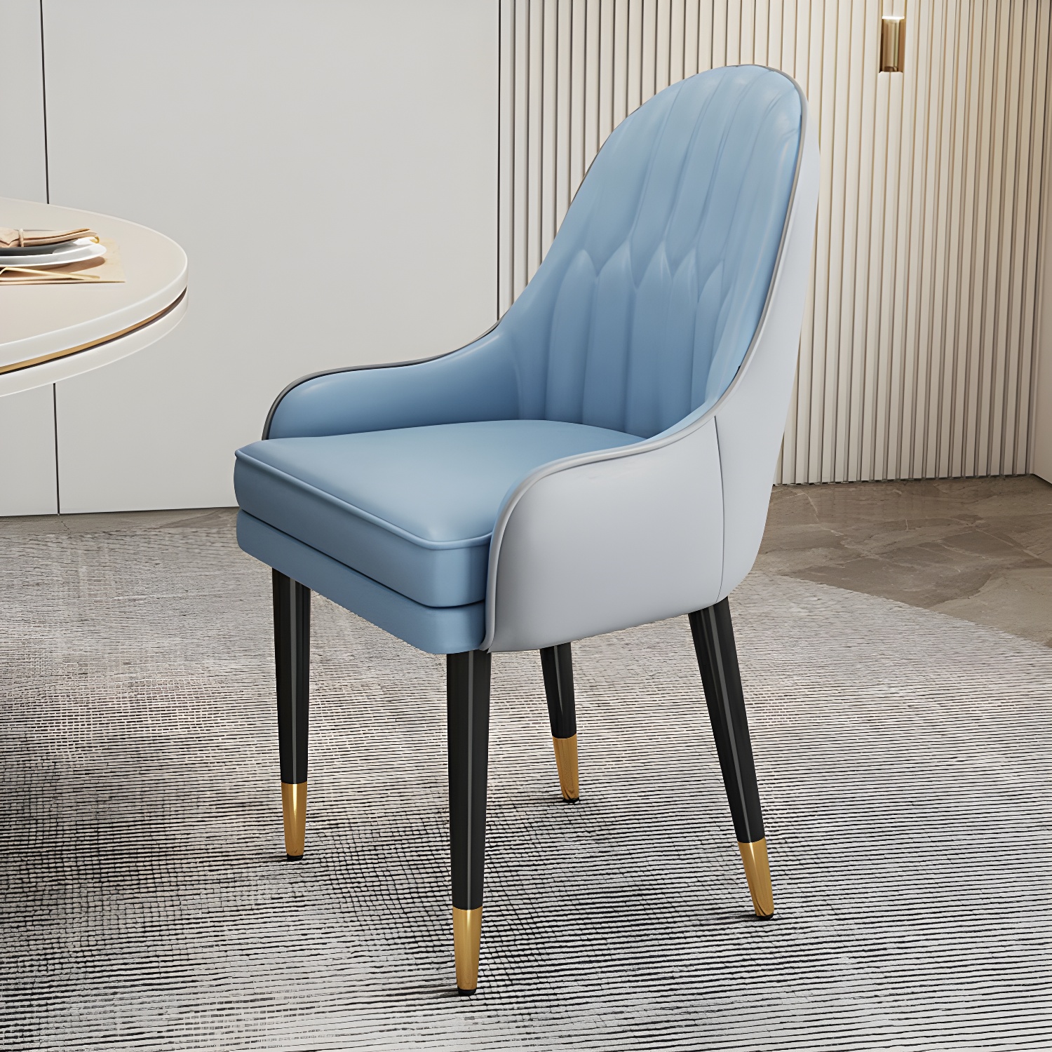 Glam Arm Chair with Upholstered Faux Leather, Solid Back, and Metal Legs - image 10