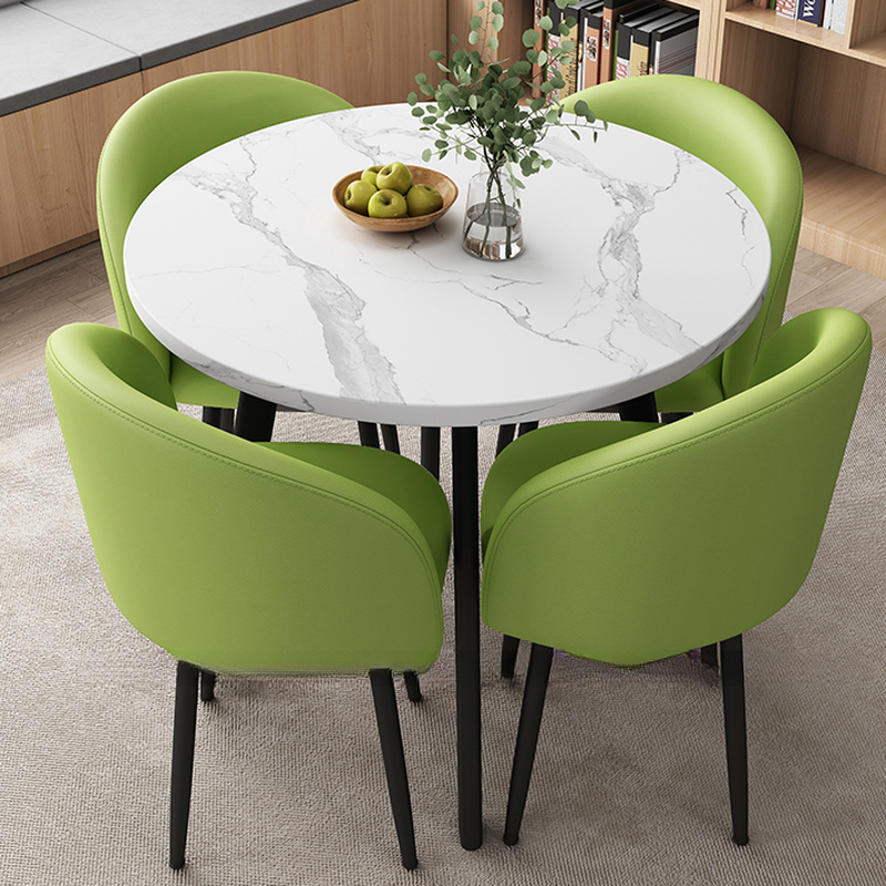 Circular Manufactured Wood Dining Table Set with Upholstered Back, Padded Chair, Arms, Seats 4 - image 7