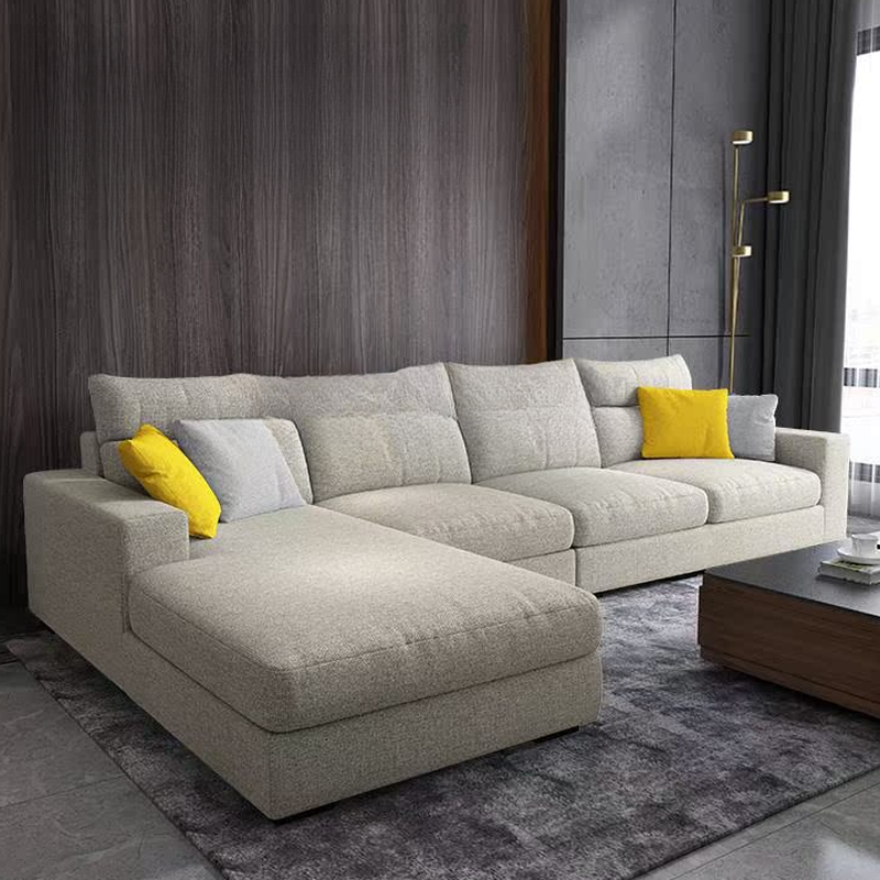 L-Shape Sofa Chaise with Pillow Back, Azure/Cream Upholstery, Square Arm, Slipcover, and 1 Chaise - image 7