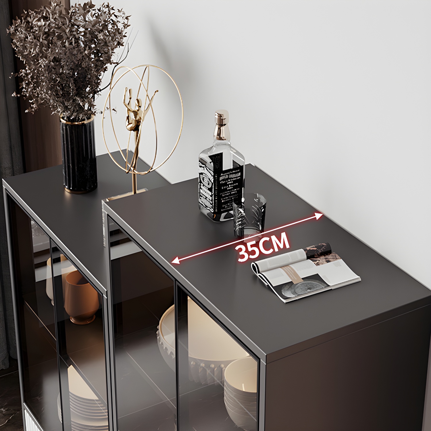 Contemporary Sideboard Cabinet for Dining Room with Glass Doors & Drawers Included - image 8