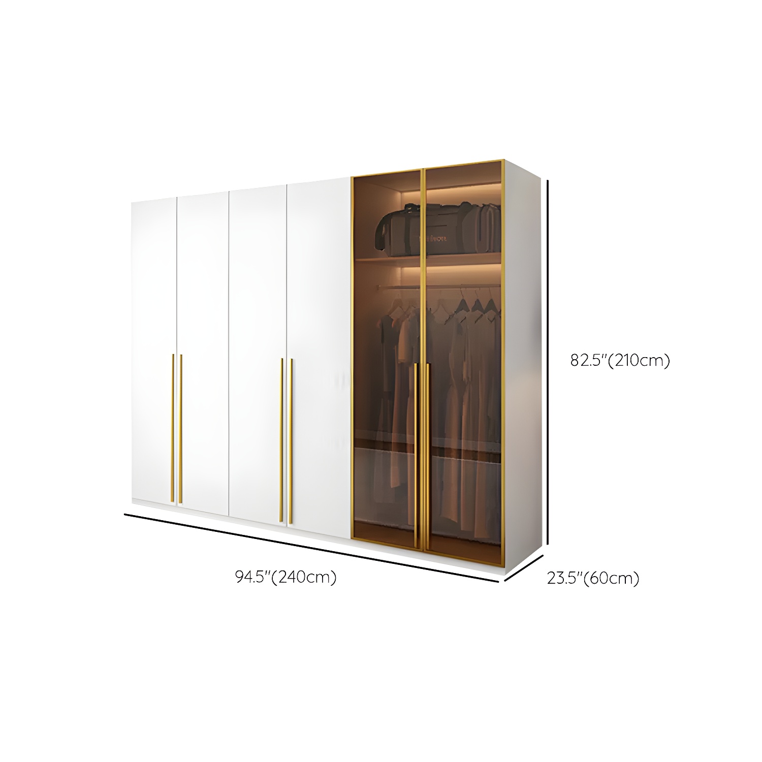 Modern White Wood Frame Wardrobe Armoire Freestanding Wardrobe with Soft Close Drawers - image 15