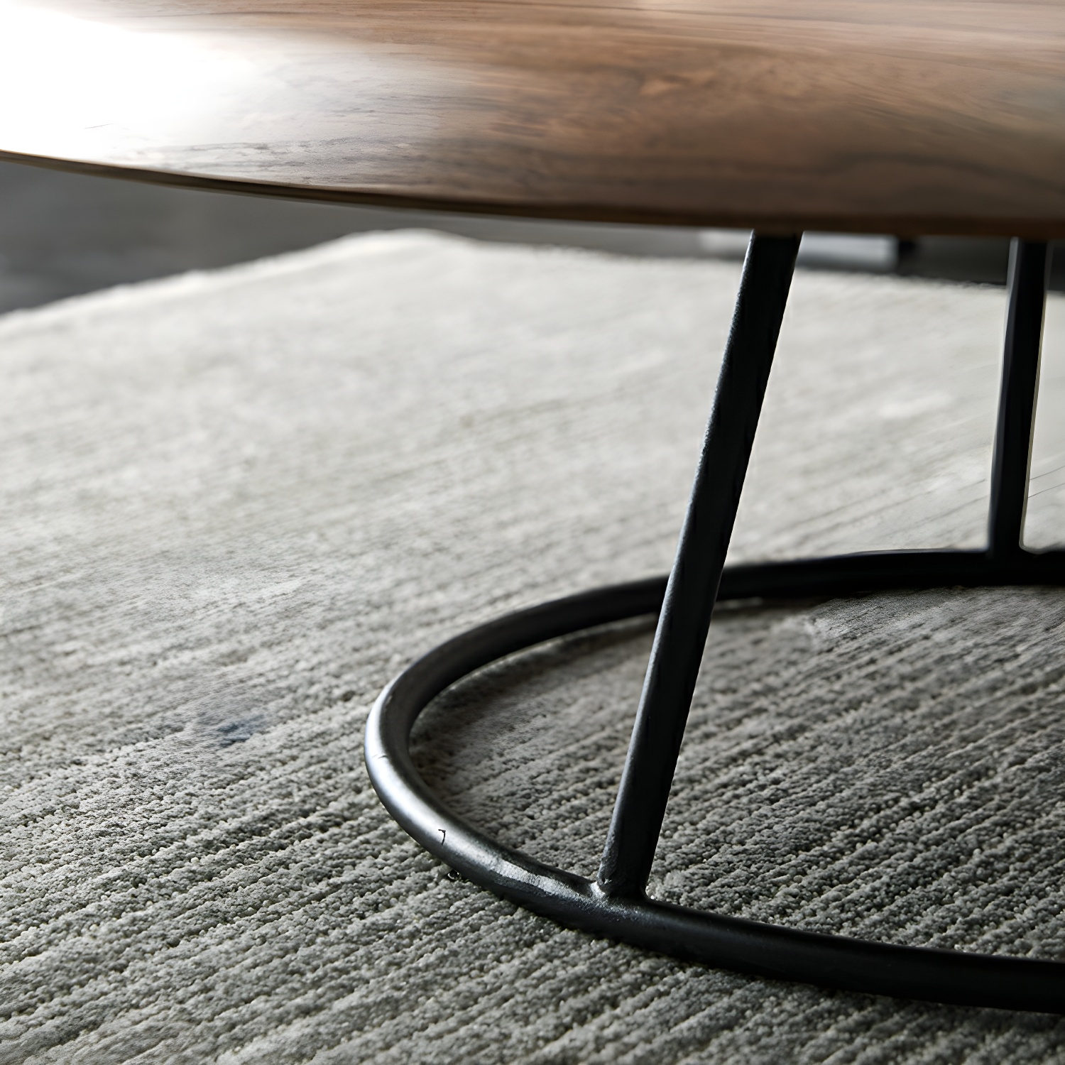 Modern Free Form Wood Coffee Table with Black Metal Frame - Storage Not Included - image 8
