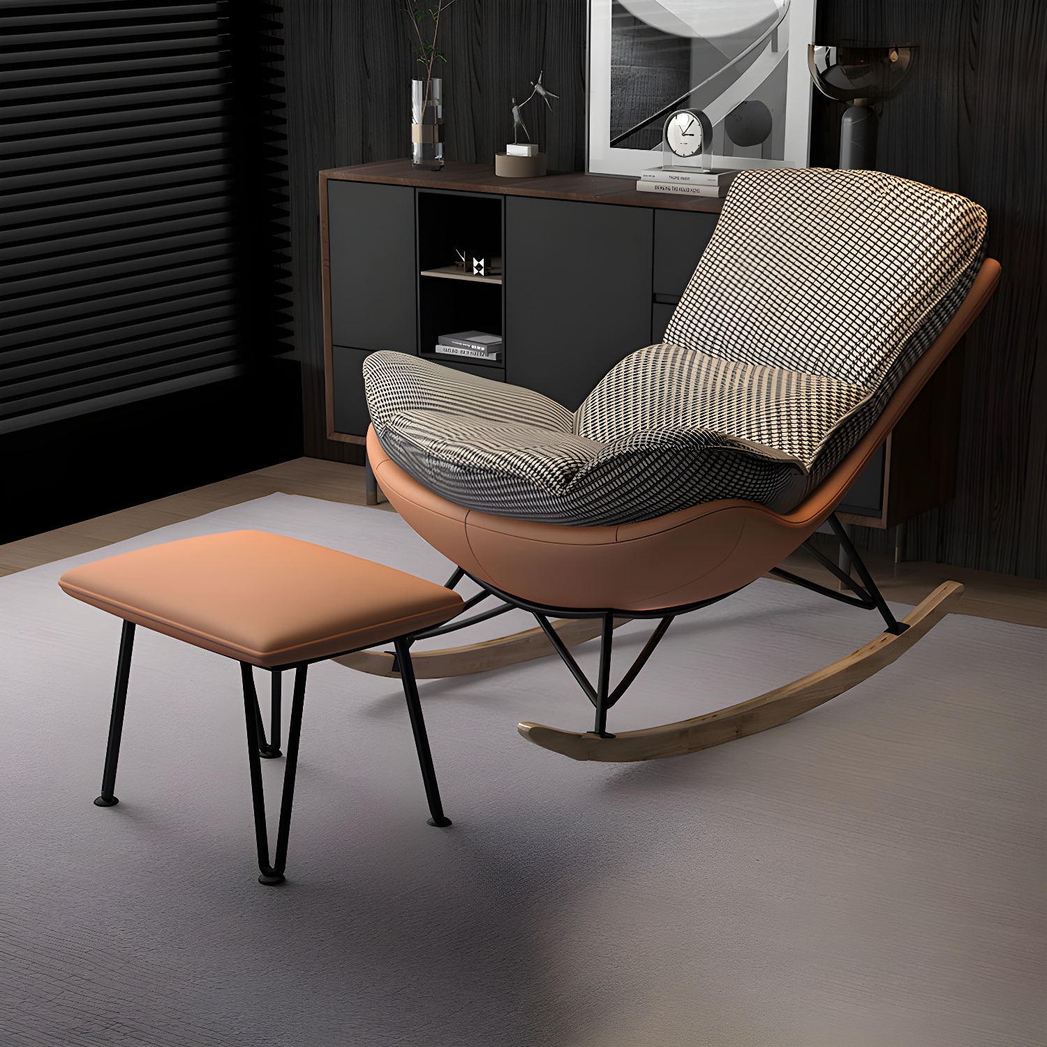 Modern Tufted Cushions Glider Spindle Children Glider with Ottoman - image 15