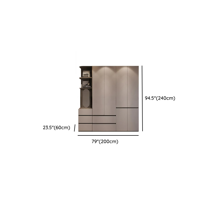 Sand Minimalist Laminate Cabinet Armoire with Soft Close Drawer, Soft Close Door, Interior Shelves, and Clothing Rod - image 18