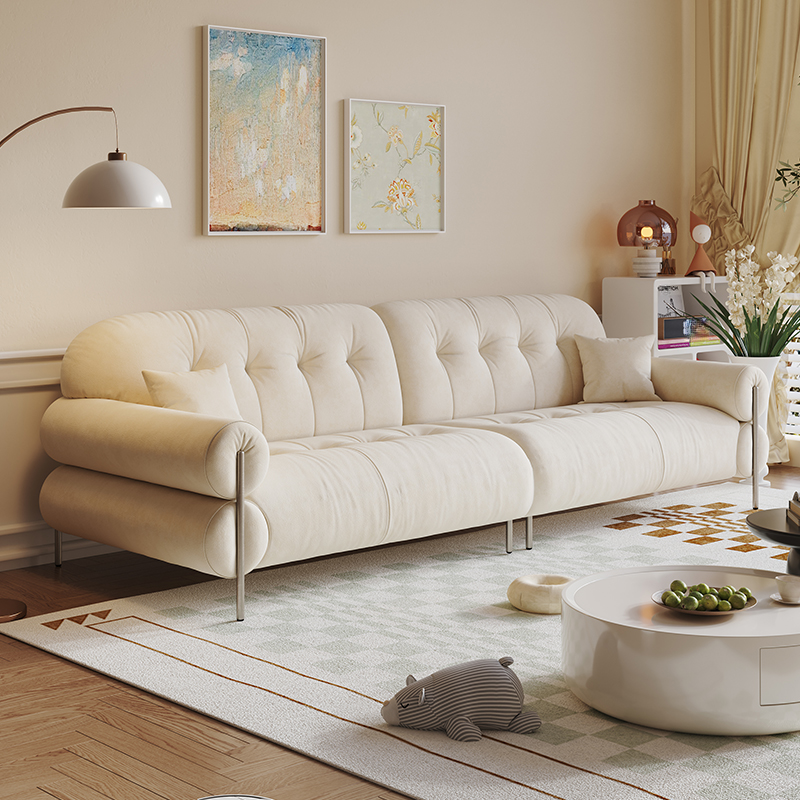 Tear Resistant Standard Sofa with Pu/Flannel Upholstery in Grey/Auburn/Ivory - image 12