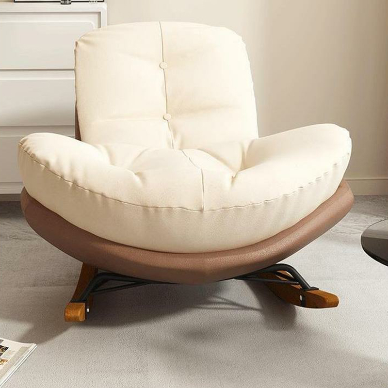 Cotton Upholstered Indoor Rocking Chair with Solid Wood Legs, Compact Design for Small Spaces - image 10
