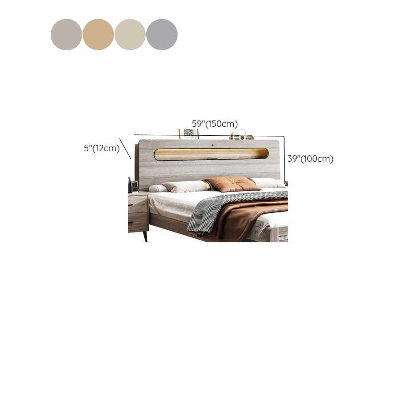 Simplistic Panel Headboard with No Distressing, Shelves, and Illumination Light for Queen/Full/Twin XL Bed in Rectangular Shape, Standard Height - image 7