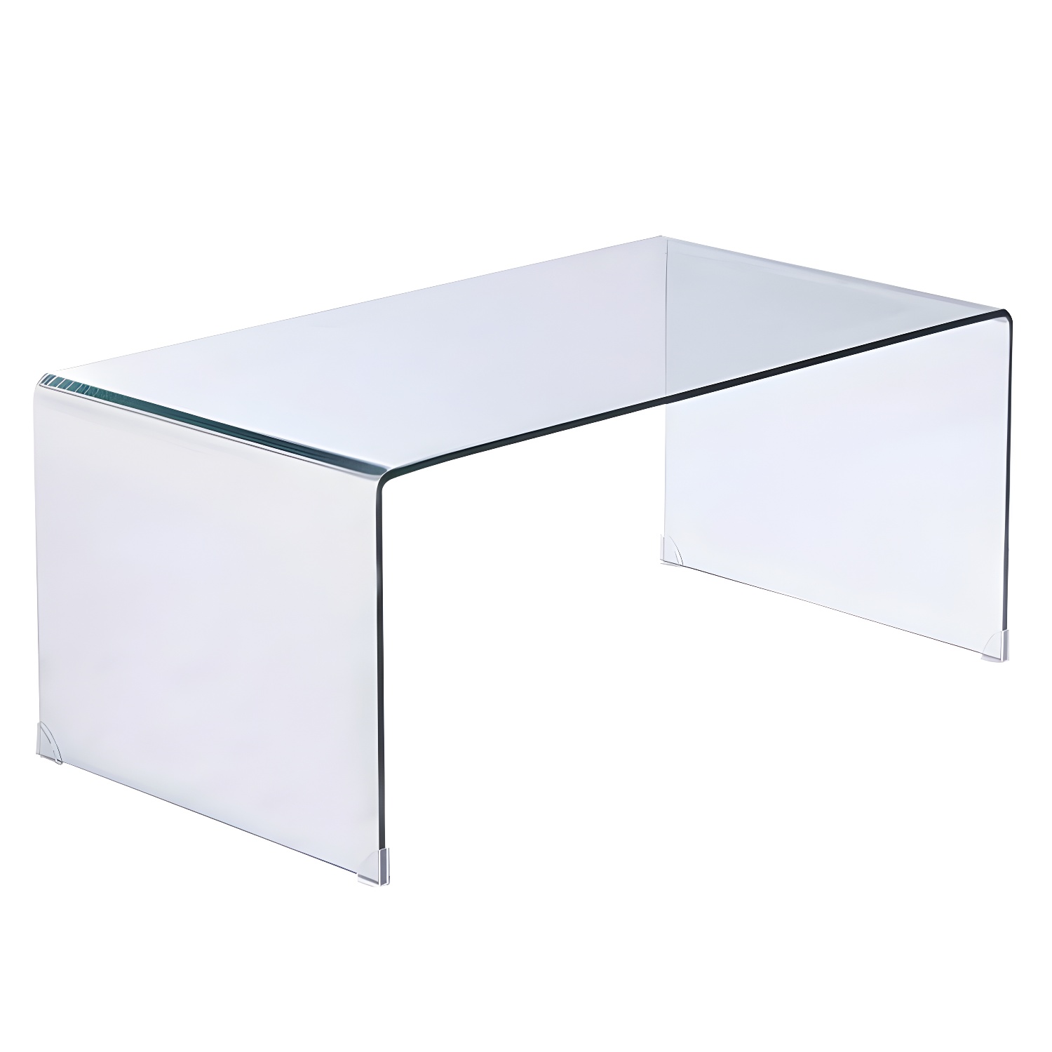 Modern Glass Coffee Table with Transparent Rectangular Top & Sleek Sled Base